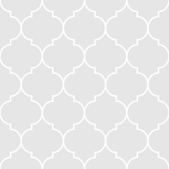 Grey and white seamless geometric islamic pattern. Abstract geometric pattern in arabic style. Simple vector seamless design for background, paper, textile, wallpaper. Traditional ornament