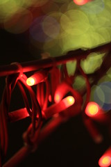 Abstract blurred red christmas lights background