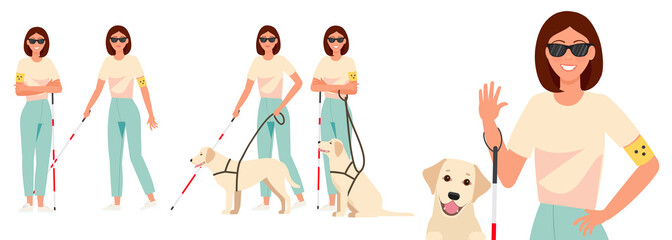 Blind girl with a guide dog.