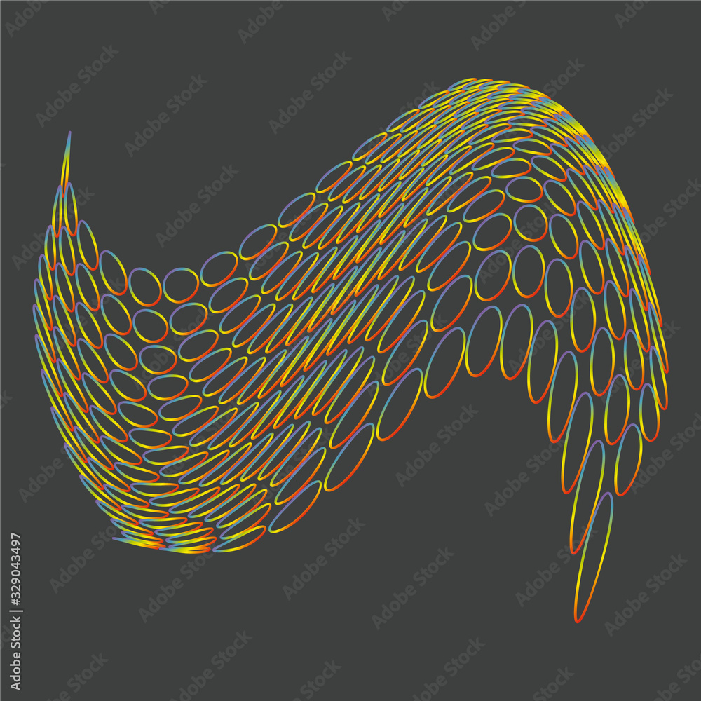 Poster colorful dotted dynamic waves background in minimalist style. bright abstract digital jpeg illustrat