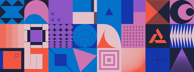 Retro Future Abstract Vector Pattern - obrazy, fototapety, plakaty