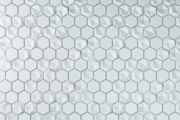 Creative abstract white hexagonal background.