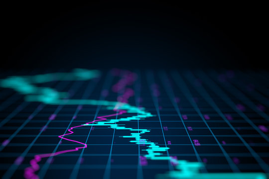 Creative stock chart on virtual screen