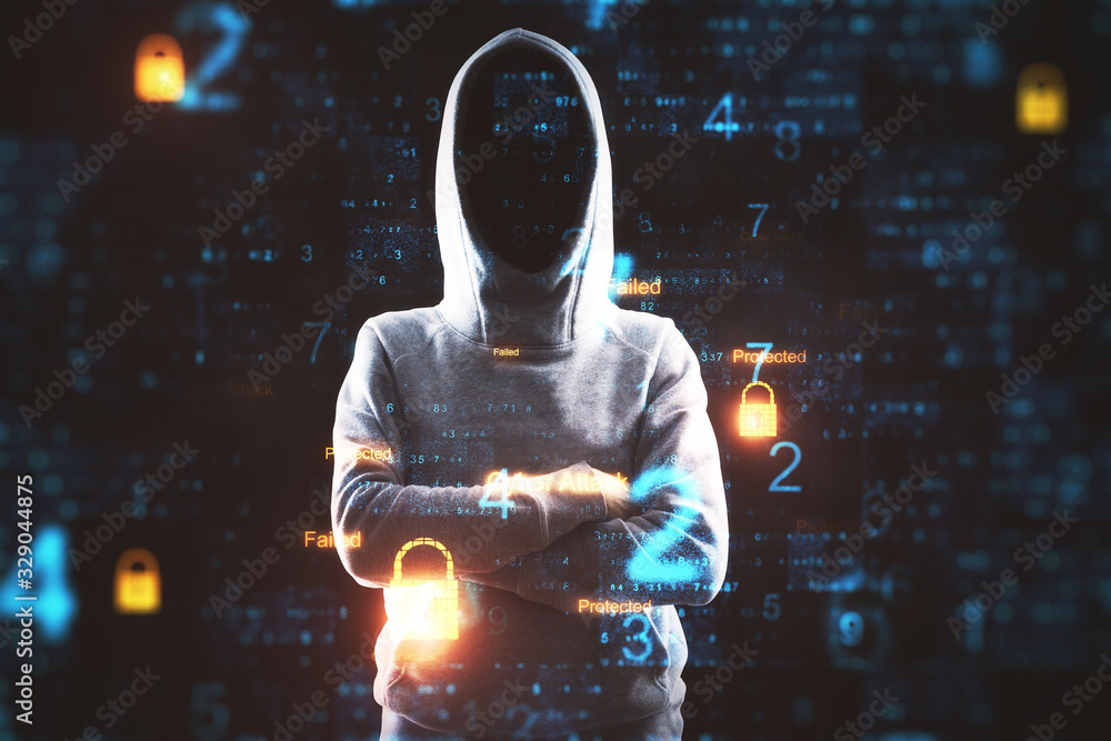 Aufkleber hacker and digital padlock interface