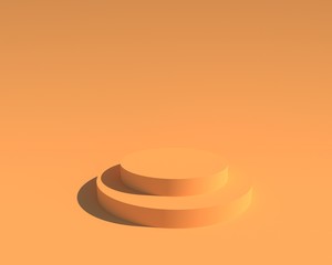 3d gray black cylinder podium minimal studio background. Abstract 3d geometric shape object illustration render Orange col. For business product presentation. Exhibition of fashion, perfume, cosmetics