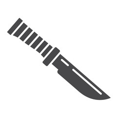 Hunting knive. Flat line art outline  vector.