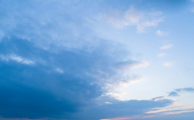 Fototapeta na wymiar Evening blue sky with moderate clouds.