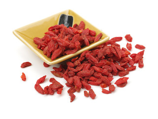 The dried fruit of medlar on white background