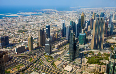 Naklejka na ściany i meble aerial view in Dubai city, aerial scene