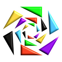 Rotation de triangles rectangles multicolores
