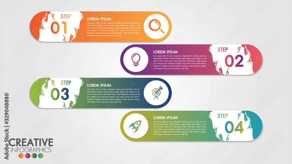 Aufkleber infographic modern design vector template for business with 4 steps or options illustrate a strategy