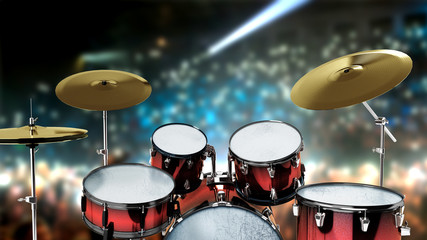 Fototapeta na wymiar musical instrument drum set 3d render on a color background