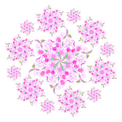 spring flower patterned mandala for decoration and design.