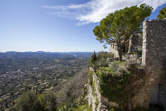 View from the medieval village of Cabris towards the lake saint Cassien in the Alpes Maritimes, on the French riviera.