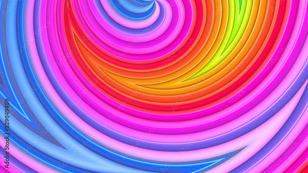 Poster 3d render rainbow colors background with beatiful stripes as creative backdrops with extruded simple