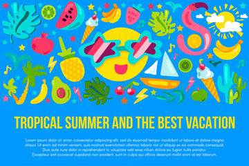 Summer vacation flat banner template