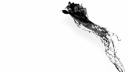 black splash like petroleum in air. 3d rendering of liquid splash in cartoon style