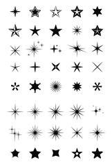 Set of vintage design elements. Retro stars collection.