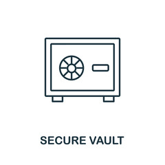 Secure Vault icon from cyber security collection. Simple line Secure Vault icon for templates, web design and infographics