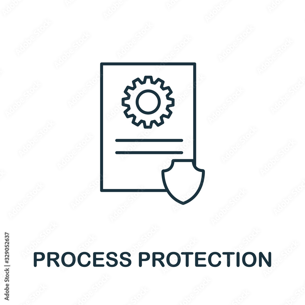 Poster process protection icon from cyber security collection. simple line process protection icon for temp