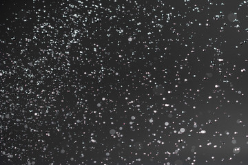 clear fuzzy drops of water on a black background