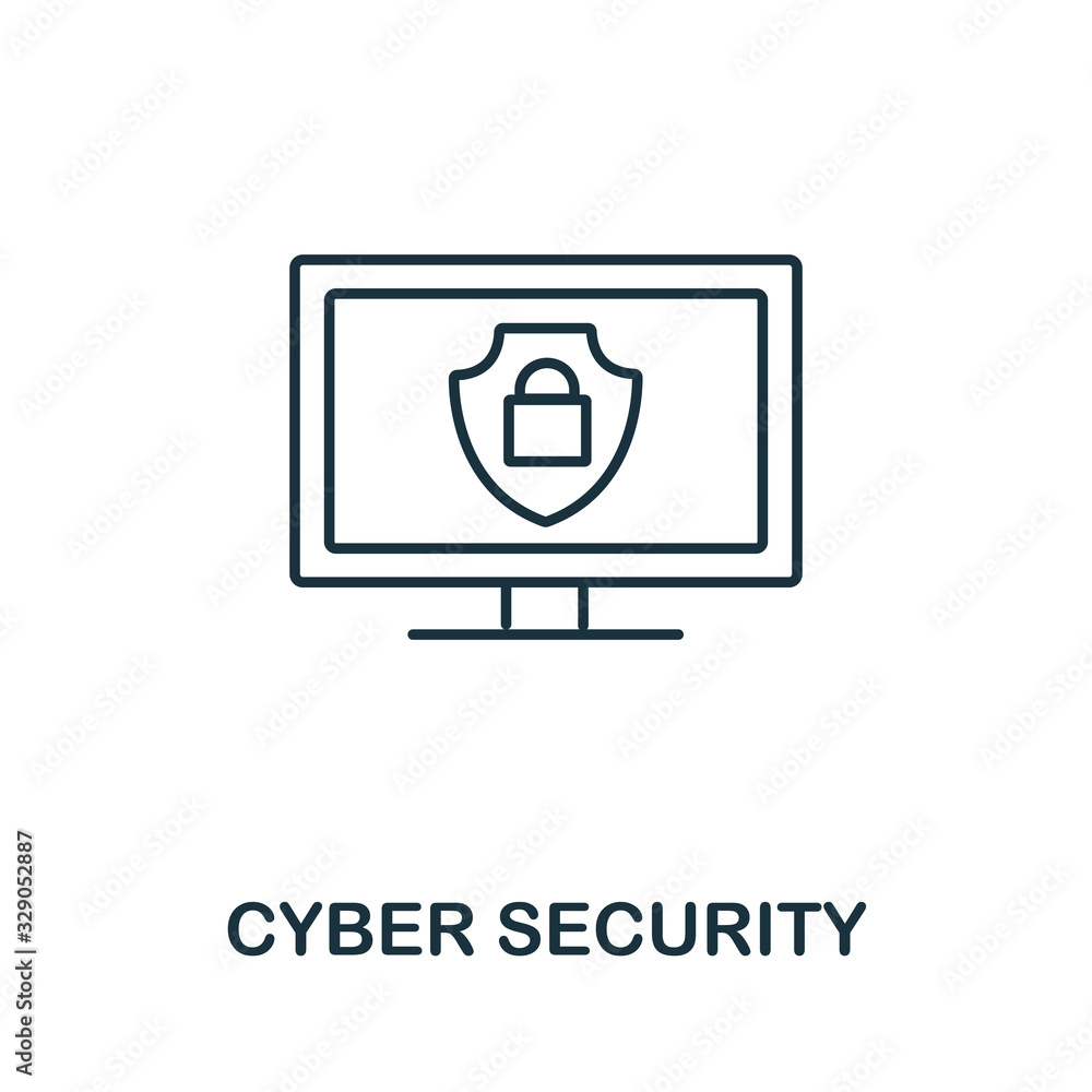 Aufkleber cyber security icon. simple line element cyber security symbol for templates, web design and infogra