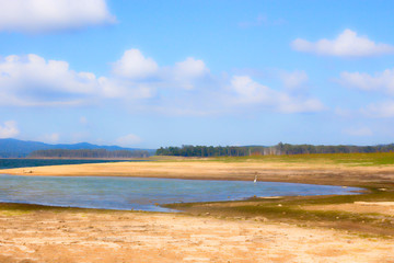 Painterly Lake Tinaroo on the Atherton Tablelands in Queensland, Australia, with low water during drought