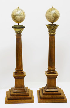 Masonic Columns wiyh Terrestrial and Celestial globes