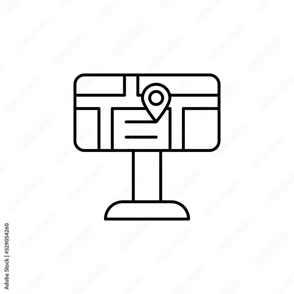 Poster map, stand icon. simple line, outline vector elements of city for ui and ux, website or mobile appli