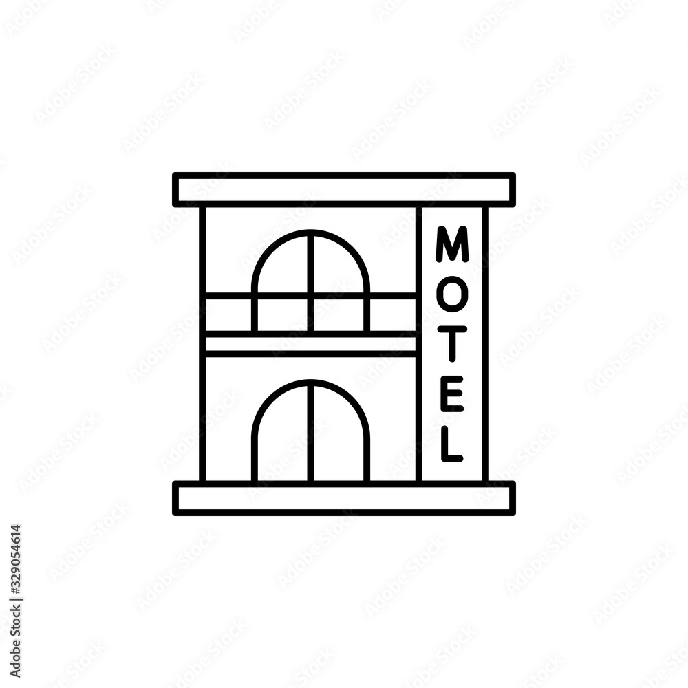 Poster motel, building icon. simple line, outline vector elements of city for ui and ux, website or mobile 