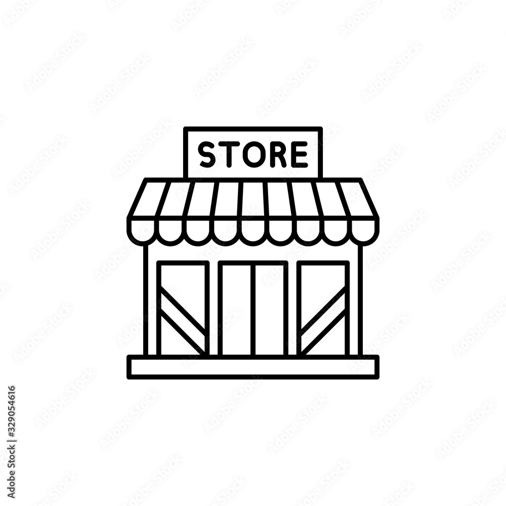 Poster shop, building icon. simple line, outline vector elements of city for ui and ux, website or mobile a