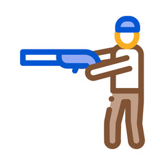 Hunter Hunting Icon Vector. Outline Hunter Hunting Sign. Color Isolated Contour Symbol Illustration