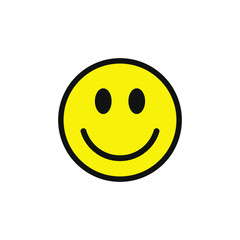 Fototapeta premium Smiley face emoji icon vector. Yellow smiling symbol. Smile sign. Simple flat shape happy emotion logo. Isolated on white background.