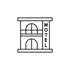 Motel, building icon. Simple line, outline vector elements of city for ui and ux, website or mobile application