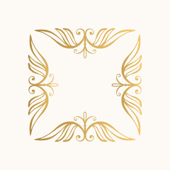 Fototapeta na wymiar Golden filigree frame. Squared borders. Vector illustration.