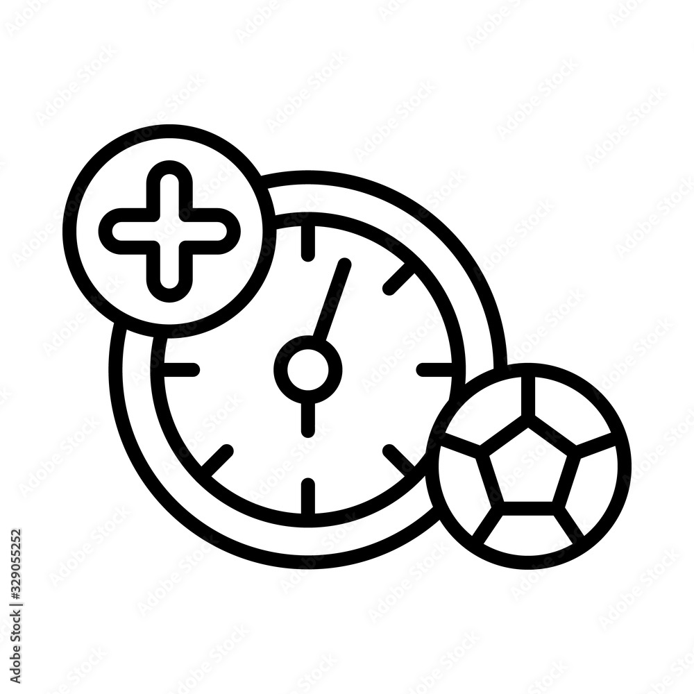 Aufkleber time, football icon. simple line, outline vector elements of soccer for ui and ux, website or mobile
