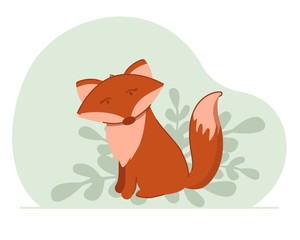 Red Fox sitting sideways on the background