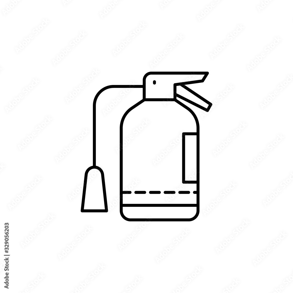 Poster fire, extinguisher icon. simple line, outline vector elements of safety at work for ui and ux, websi