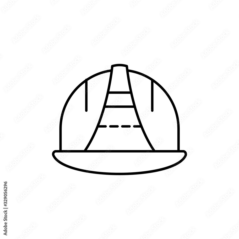 Poster helmet, safety icon. simple line, outline vector elements of safety at work for ui and ux, website o
