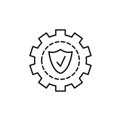 Gear, shield, safety icon. Simple line, outline vector elements of safety at work for ui and ux, website or mobile application