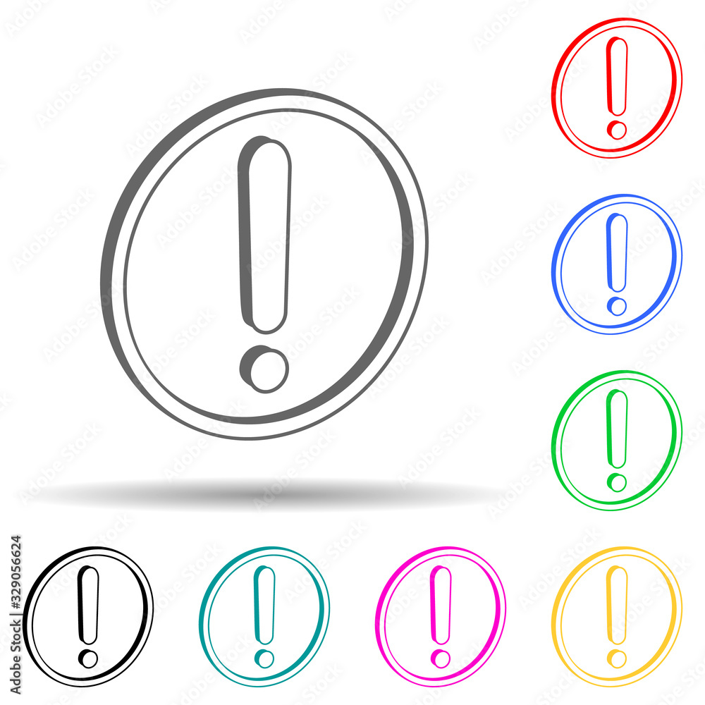 Poster 3d attention sign multi color style icon. simple glyph, flat vector of warning signs icons for ui an