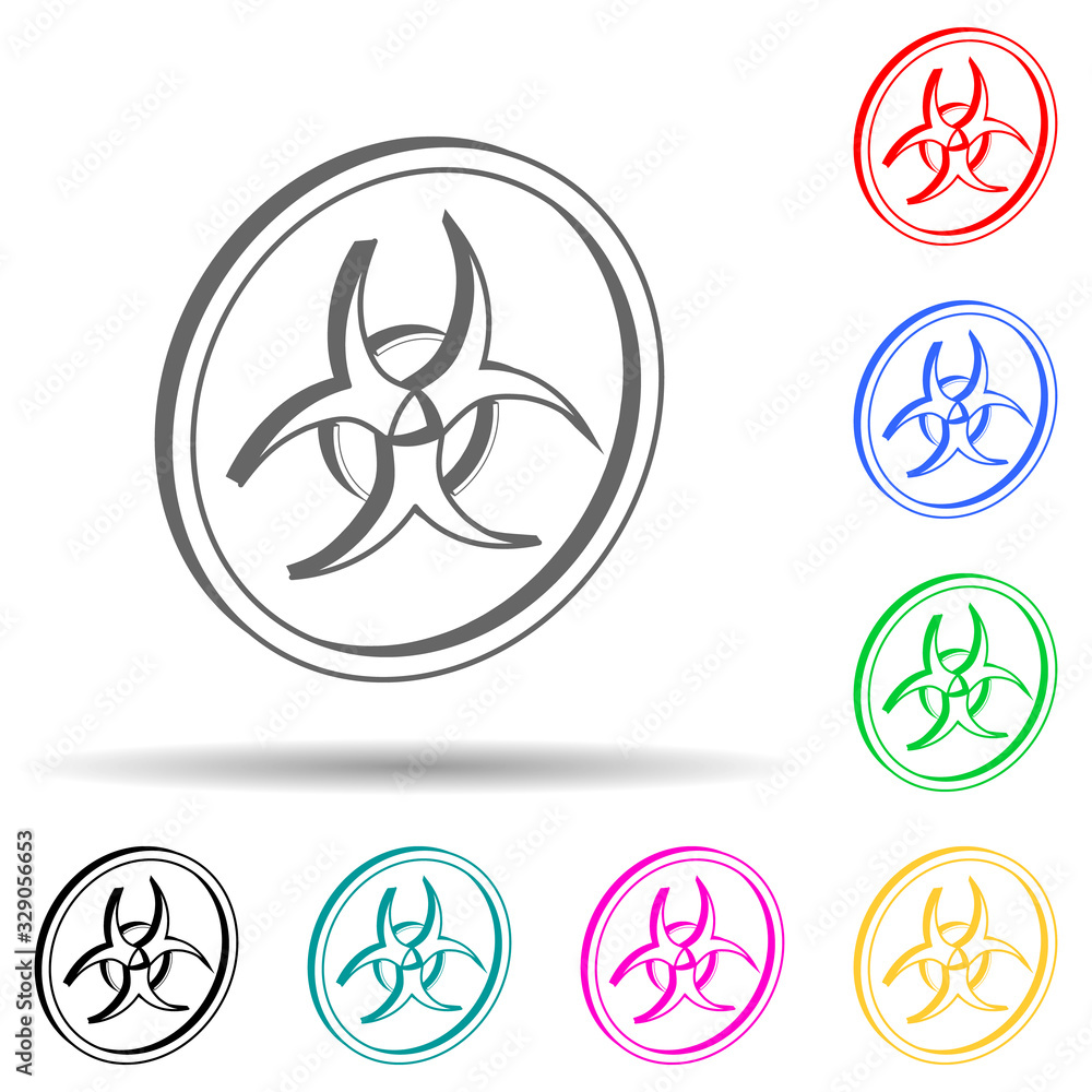 Poster 3d sign dangerous radiation multi color style icon. simple glyph, flat vector of warning signs icons