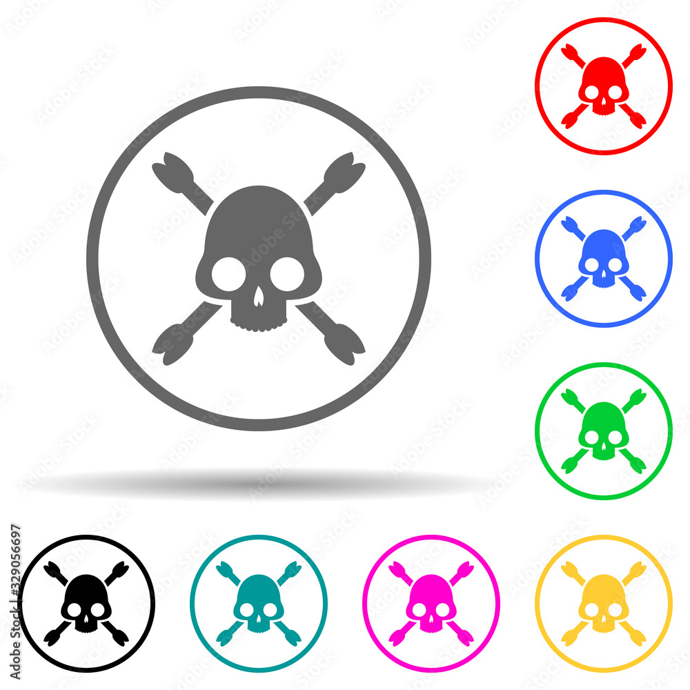 Poster sign skull and bones multi color style icon. simple glyph, flat vector of warning signs icons for ui