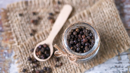 Black pepper peas. Selective focus. Macro.