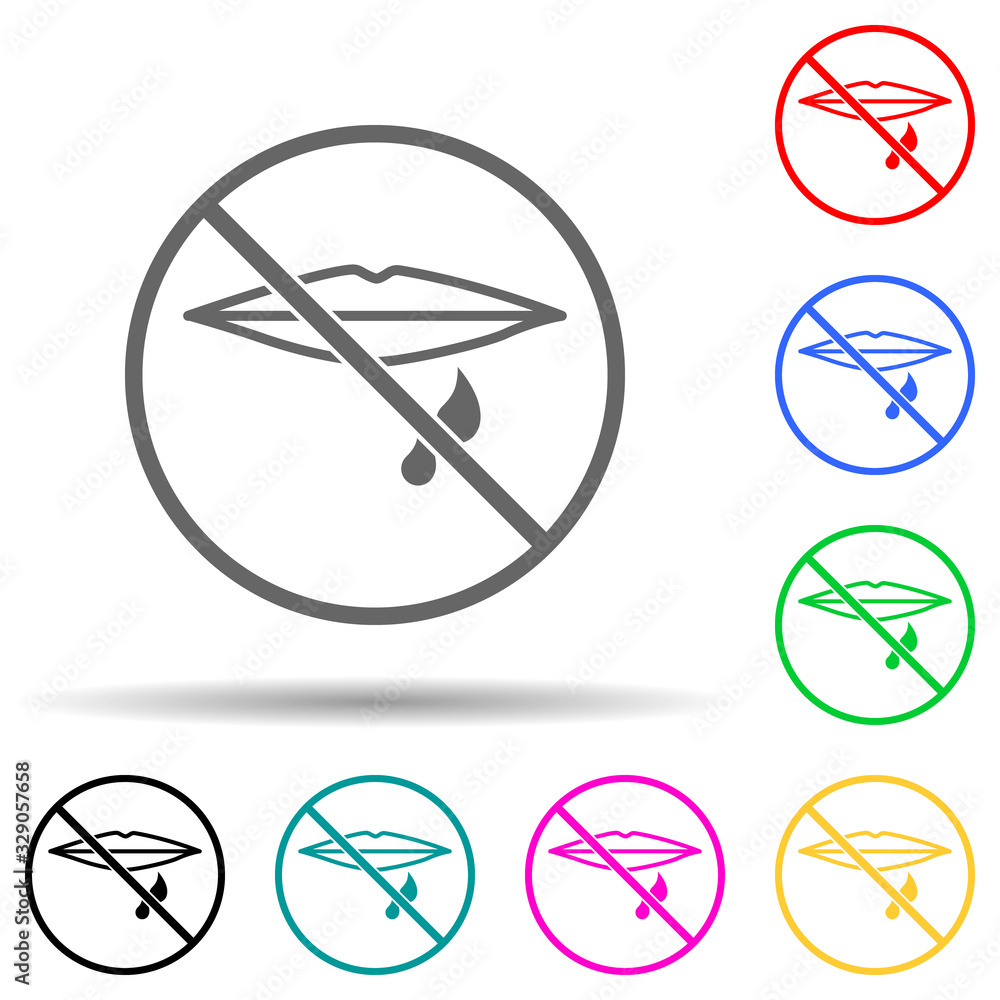 Poster the mark is forbidden to spit multi color style icon. Simple glyph, flat vector of warning signs icons for ui and ux, website or mobile application