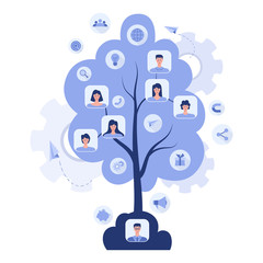 Referral program concept. A tree as metaphor of referral marketing