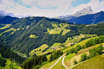 Alpine mountain landscape on a clear sunny day