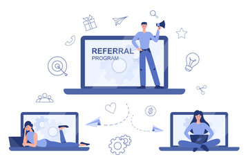 Referral program concept. Referral marketing and business partnership