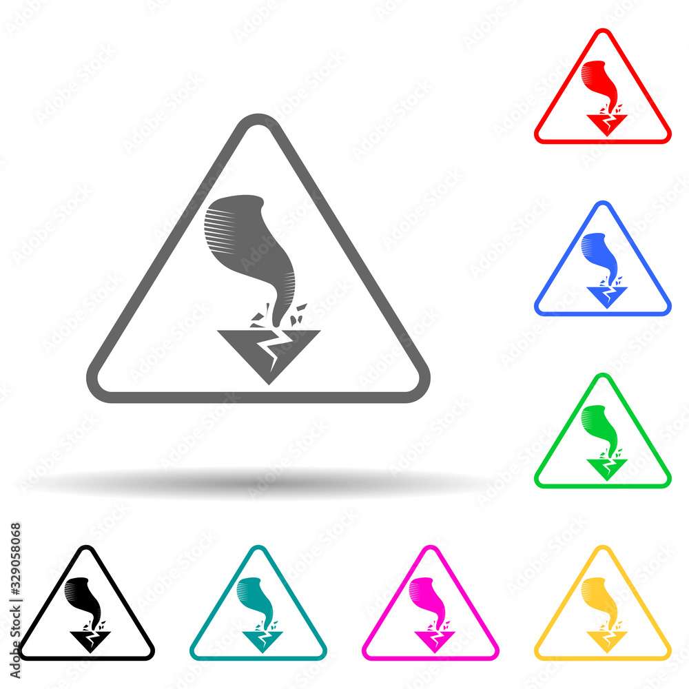 Poster sign dangerous hurricane multi color style icon. simple glyph, flat vector of warning signs icons fo