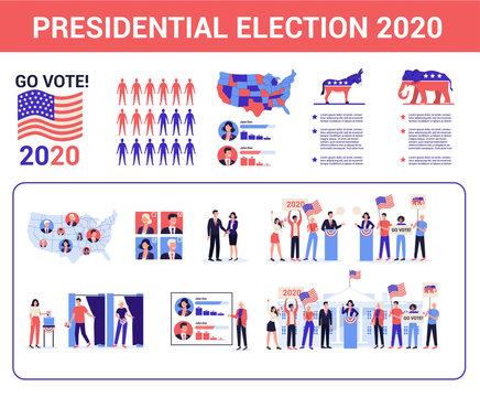 2020 Presidential Election In The USA Set. Election Campaign